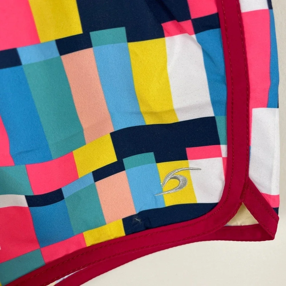 SurfCuz Womens Board Shorts Multi Color Geometric Block Swim Shorts‎ Size 28 NEW